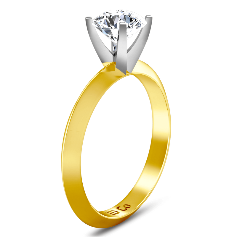 Solitaire Diamond Engagement Ring Knife Edge Round Diamond 14K Yellow Gold
