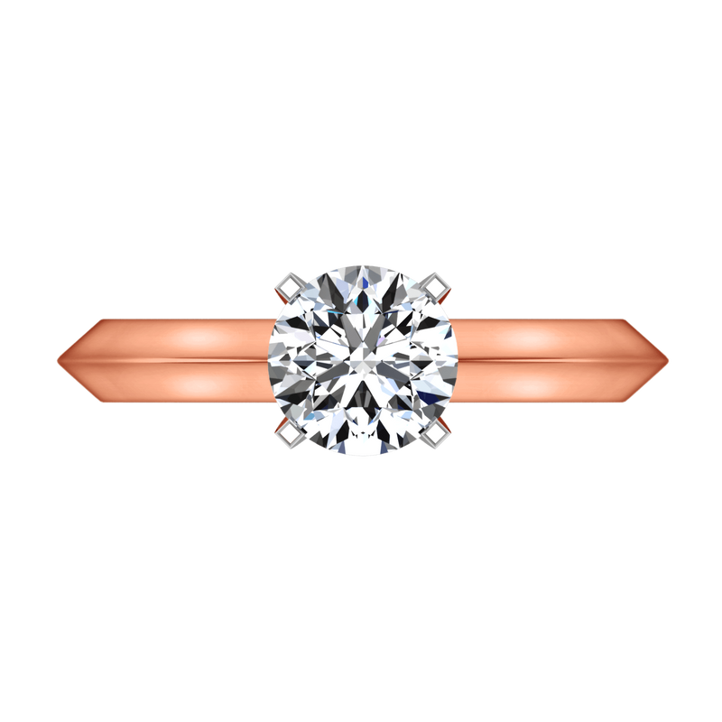 Solitaire Diamond Engagement Ring Knife Edge Round Diamond 14K Rose Gold