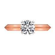 Solitaire Diamond Engagement Ring Knife Edge Round Diamond 14K Rose Gold