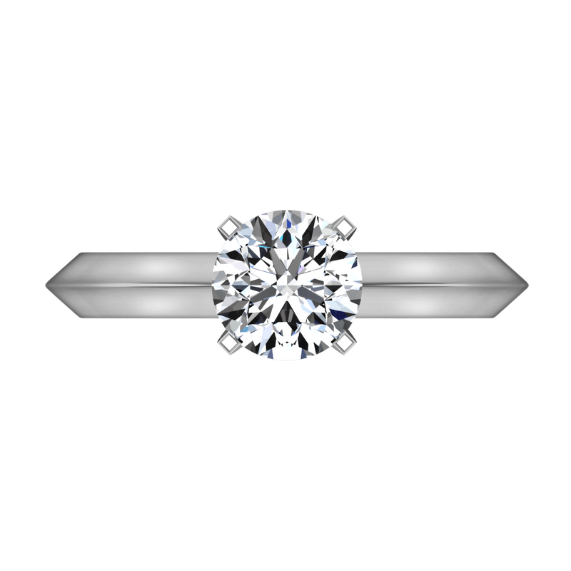 Round Diamond Solitaire Engagement Ring Knife Edge Round Diamond Diamond 14K White Gold