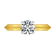 Solitaire Diamond Engagement Ring Knife Edge Round Diamond 14K Yellow Gold