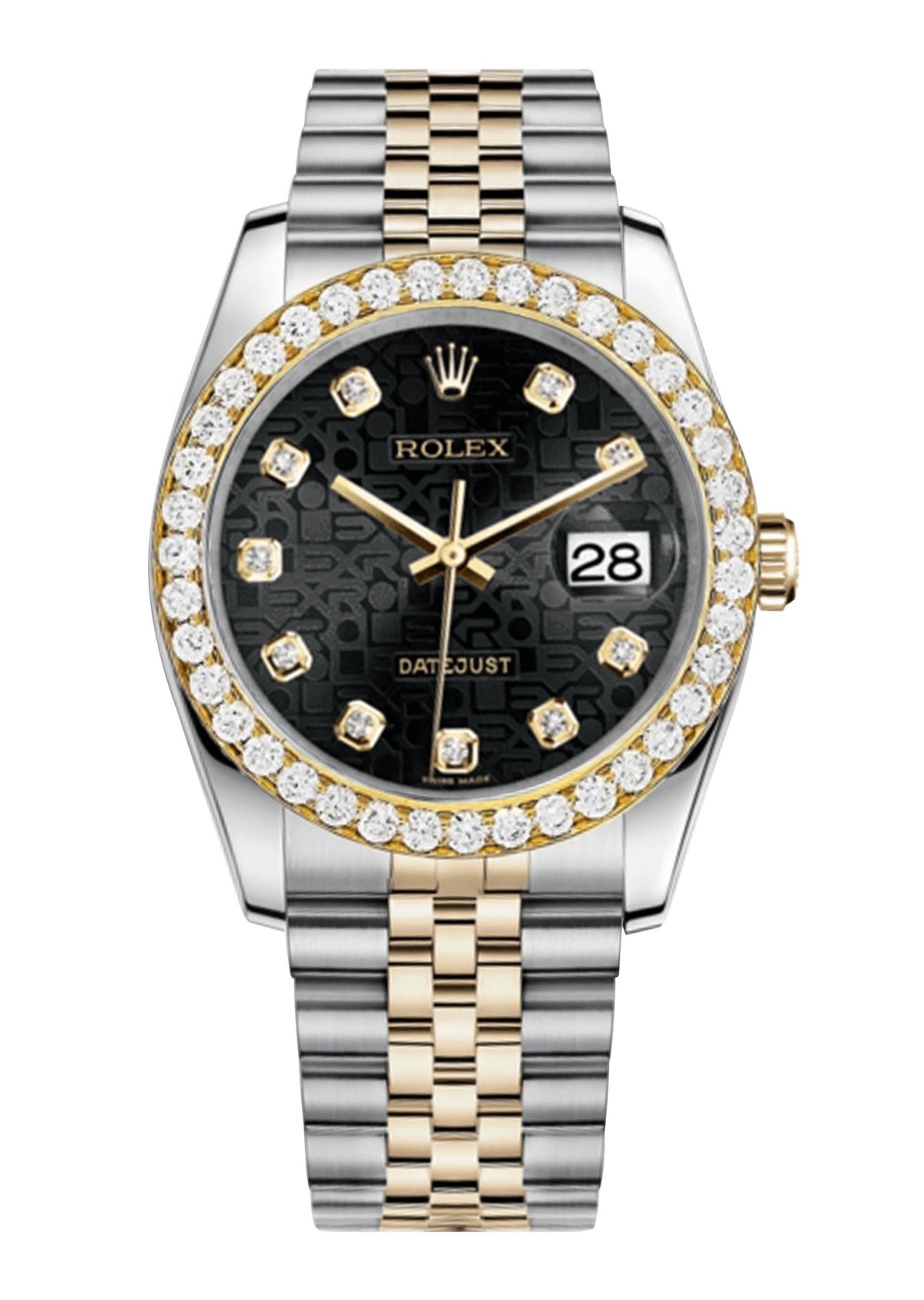 Rolex Datejust Black Jubiliee Dial - Diamond Hour Markers With 4 Carats Of Diamonds