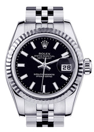 Rolex Datejust Watch For Women | Stainless Steel | 18K White Gold Fluted Bezel | 26 Mm