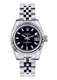Rolex Datejust Watch For Women | Stainless Steel | 18K White Gold Fluted Bezel | 26 Mm