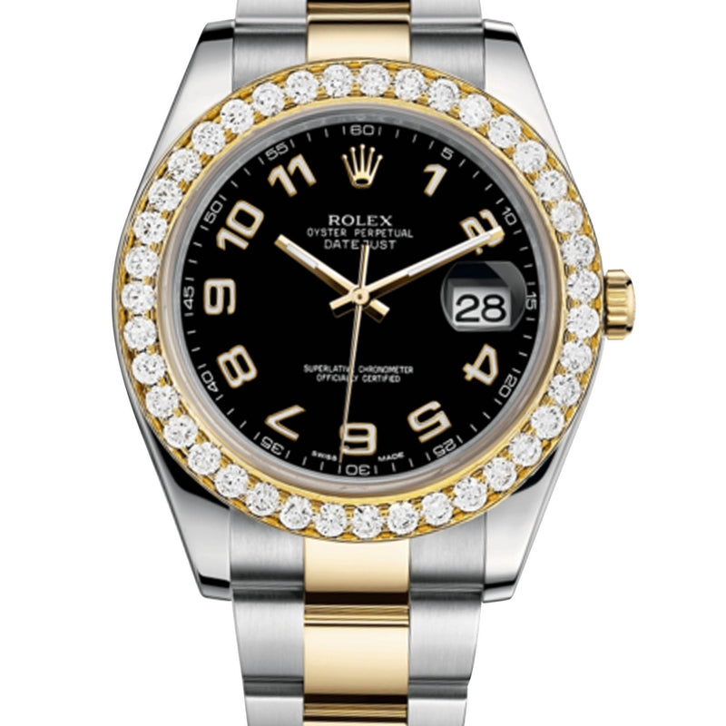 Rolex Datejust Ii Black Dial - Arabic Numerals With 5 Carats Of Diamonds