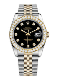 Rolex Datejust Black Dial - Diamond Hour Markers With 4 Carats Of Diamonds
