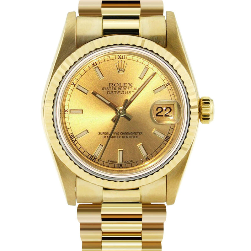 Rolex Datejust Watch For Women | 18K Yellow Gold | 31 Mm