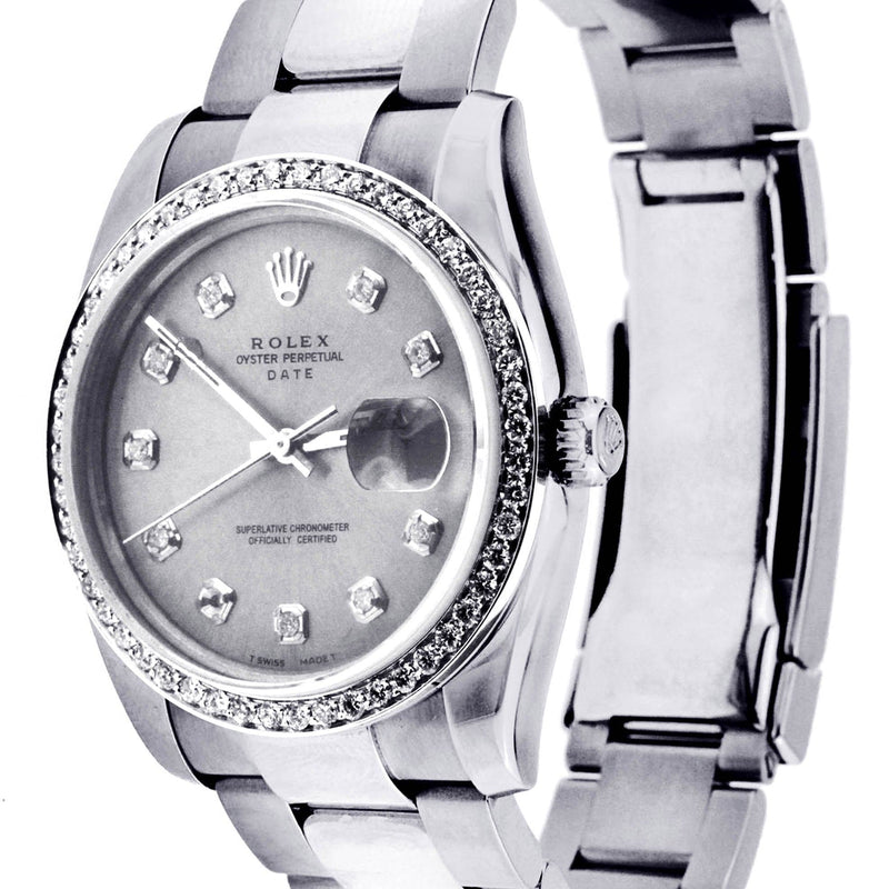 Diamond Rolex Date | Stainless Steel