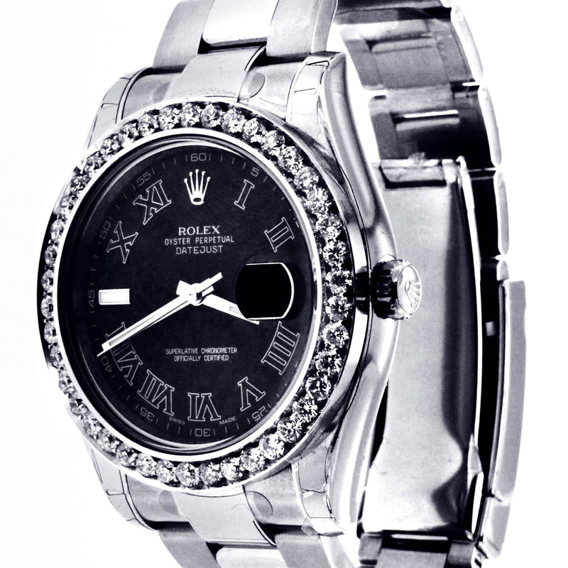 Diamond Rolex Datejust 2 | Stainless Steel | Black Roman Numeral Dial | 41 MM