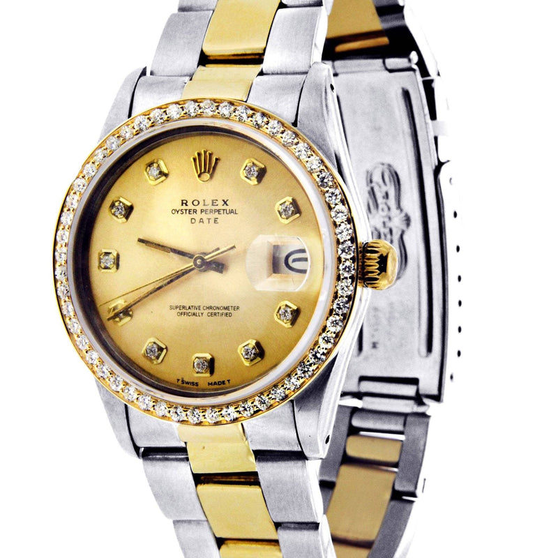 Diamond Rolex Date | Stainless Steel
