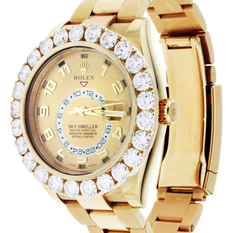 Diamond Rolex Sky Dweller | 18K Yellow Gold | 42 Mm