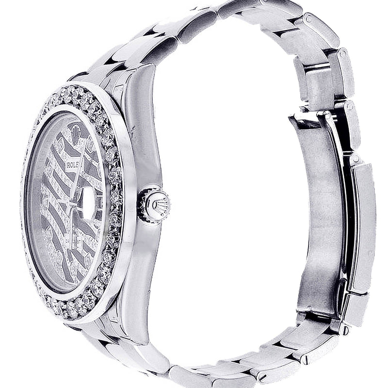 Diamond Rolex Datejust 2 | Stainless Steel | Custom Diamond Zebra Dial | 41 Mm | 5.75 Carats
