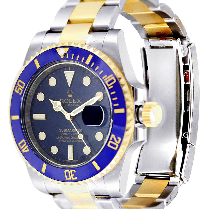 ROLEX SUBMARINER 40 | 18K YELLOW GOLD & STEEL WATCH | OYSTER BAND | BLUE CERAMIC BEZEL