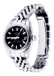 Rolex Datejust Watch For Women | Stainless Steel | 18K White Gold Fluted Bezel | 26 Mm