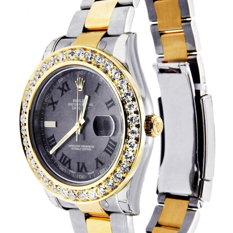 Diamond Rolex Datejust 2 | 18K Yellow Gold & Stainless Steel | Green Slate Dial  41 MM