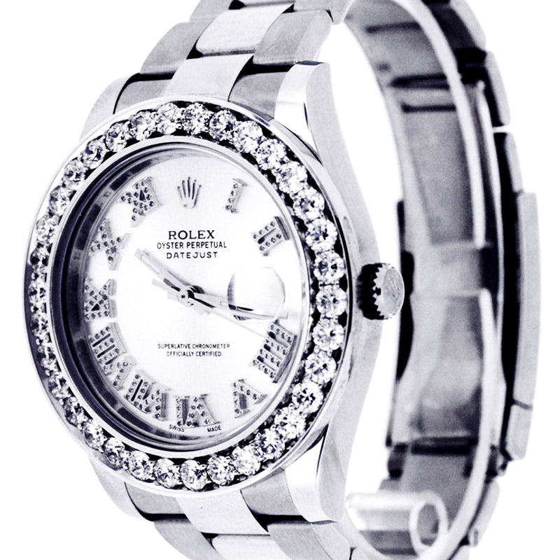 Diamond Rolex Datejust | Stainless Steel | Diamond Silver Roman Numeral Dial | 36 MM