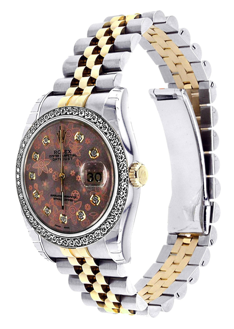 Diamond Rolex Datejust | 36 MM | 18K Yellow Gold and Stainless Steel | Jubilee Band | Flower Diamond Dial | 1.4 Carats