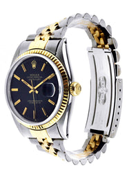 Diamond Rolex Datejust | 18K Yellow Gold and Stainless Steel | Fluted Gold Bezel | 36 MM | Black Stick Dial