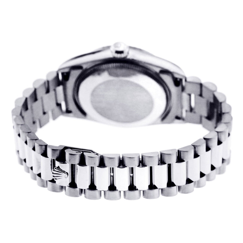 Rolex Datejust Watch For Women | Stainless Steel | Presidential Band | Custom Black Diamond Dial | 31 Mm