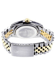 Diamond Rolex Datejust | 18K Yellow Gold and Stainless Steel | Fluted Gold Bezel | 36 MM | Black Stick Dial