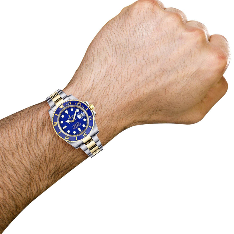 ROLEX SUBMARINER 40 | 18K YELLOW GOLD & STEEL WATCH | OYSTER BAND | BLUE CERAMIC BEZEL