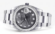 Diamond Rolex Date | Stainless Steel
