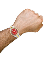 Diamond Rolex Datejust 2 | 18K Yellow Gold and Stainless Steel | Red Diamond Roman Numeral Dial | 41 Mm | 7.75 Carats