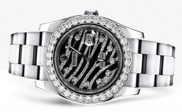 Diamond Rolex Datejust 2 | Stainless Steel | Custom Diamond Zebra Dial | 41 Mm | 5.75 Carats