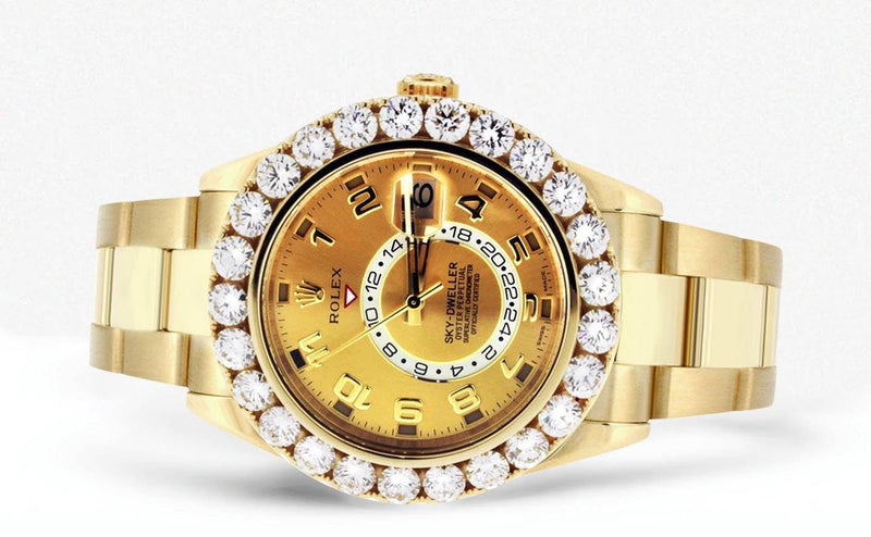 Diamond Rolex Sky Dweller | 18K Yellow Gold | 42 Mm