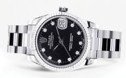 Rolex Datejust Watch For Women | Stainless Steel | Presidential Band | Custom Black Diamond Dial | 31 Mm