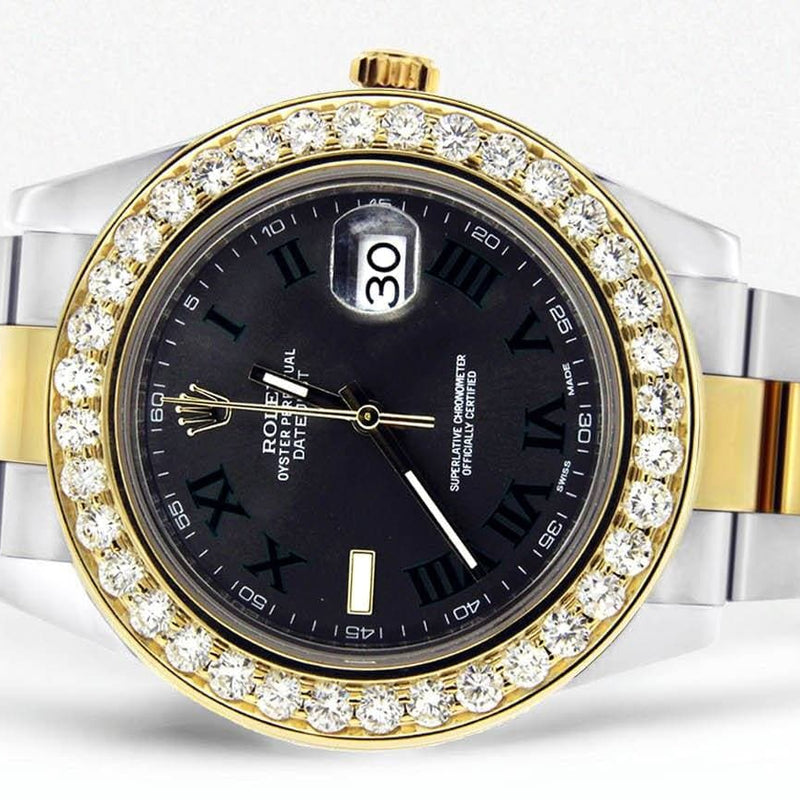 Diamond Rolex Datejust 2 | 18K Yellow Gold & Stainless Steel | Green Slate Dial  41 MM