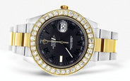 Diamond Rolex Datejust 2 | 18K Yellow Gold & Stainless Steel | Green Slate Dial  41 MM