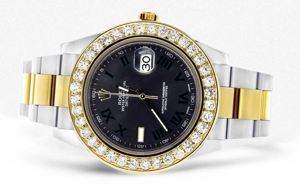 Diamond Rolex Datejust 2 | 18K Yellow Gold & Stainless Steel | Green Slate Dial  41 MM