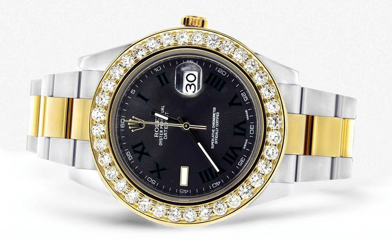 Diamond Rolex Datejust 2 | 18K Yellow Gold & Stainless Steel | Green Slate Dial  41 MM