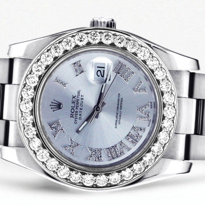 Diamond Rolex Datejust | Stainless Steel | Diamond Silver Roman Numeral Dial | 36 MM