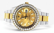 Diamond Rolex Datejust 2 | 18K Yellow Gold & Stainless Steel | Champagne Stick Dial | 41 Mm
