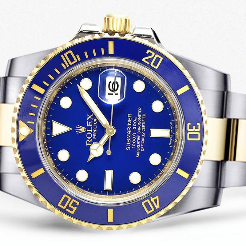 ROLEX SUBMARINER 40 | 18K YELLOW GOLD & STEEL WATCH | OYSTER BAND | BLUE CERAMIC BEZEL