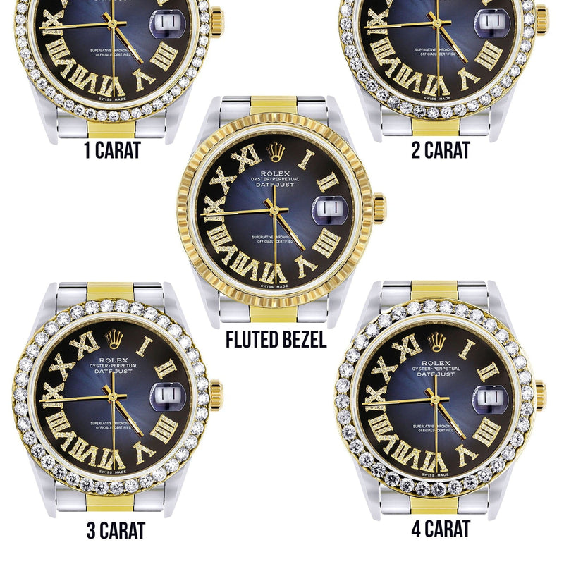 Gold & Steel Rolex Datejust Watch 16233 for Men  | 36Mm | Blue Black Roman Dial | Oyster Band