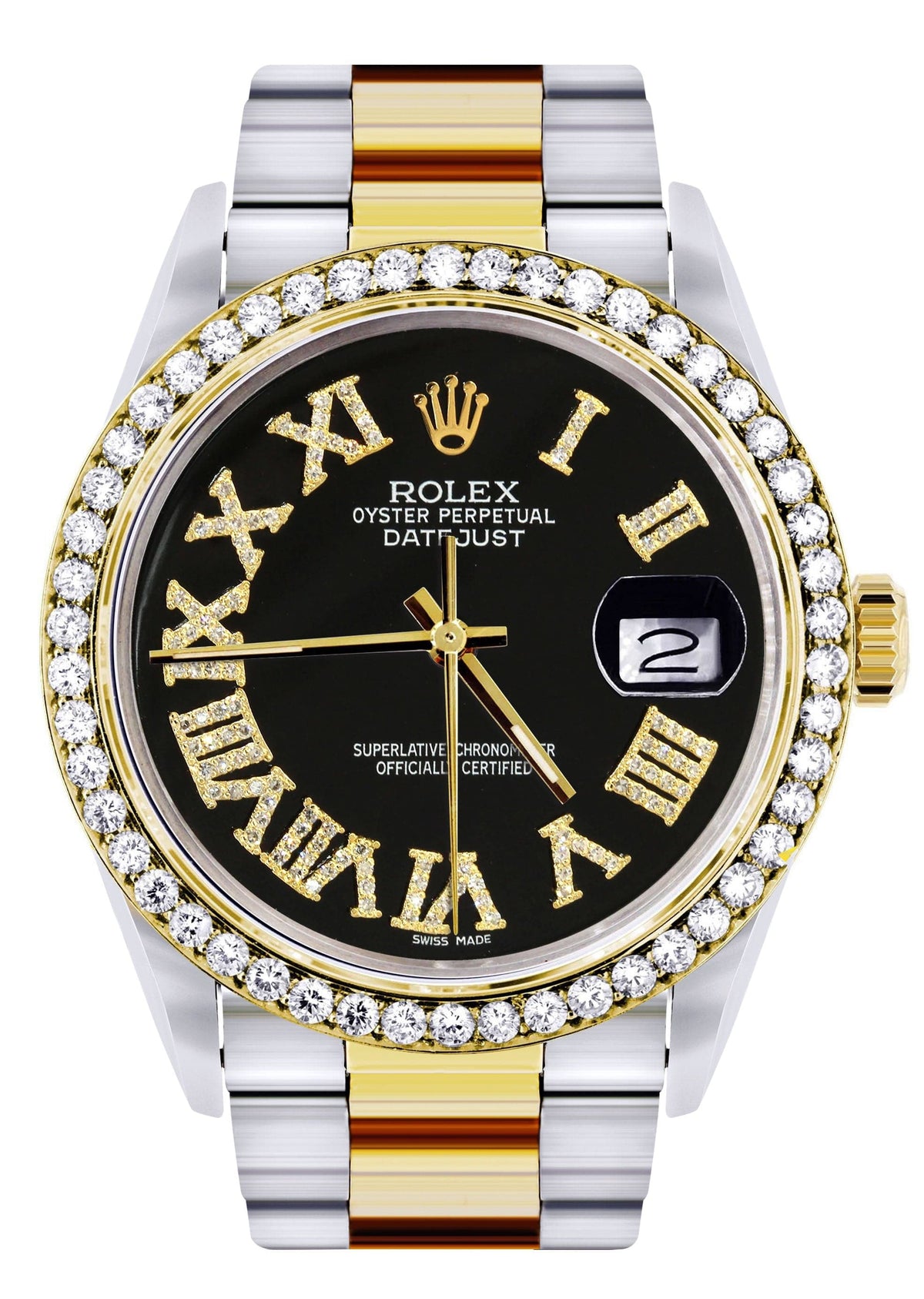 Gold & Steel Rolex Datejust Watch 16233 for Men | 36Mm | Black Roman Dial | Oyster Band