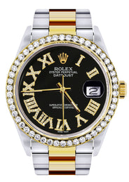 Gold & Steel Rolex Datejust Watch 16233 for Men | 36Mm | Black Roman Dial | Oyster Band