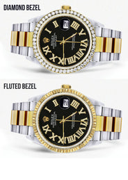 Gold & Steel Rolex Datejust Watch 16233 for Men | 36Mm | Black Roman Dial | Oyster Band