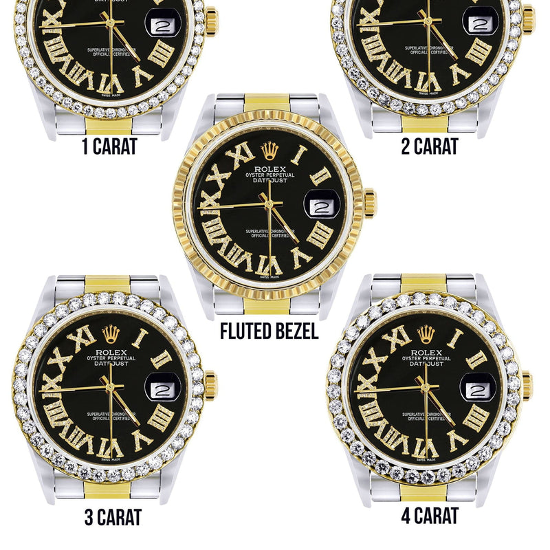 Gold & Steel Rolex Datejust Watch 16233 for Men | 36Mm | Black Roman Dial | Oyster Band