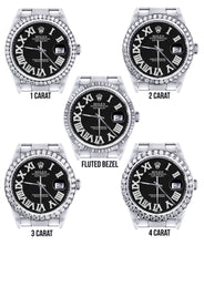 Diamond Mens Rolex Datejust Watch 16200 | 36Mm | Black Roman Numeral Dial | Oyster Band