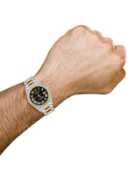 Gold & Steel Rolex Datejust Watch 16233 for Men | 36Mm | Black Roman Dial | Oyster Band