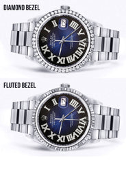 Diamond Mens  Rolex Datejust Watch 16200 | 36Mm | Blue Black Roman Numeral Dial | Oyster Band