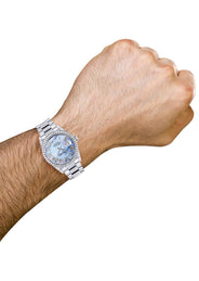 Diamond Mens Rolex Datejust Watch 16200 | 36Mm | Blue Mother Of Pearl Roman Numeral Dial | Oyster Band