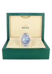 Diamond Mens Rolex Datejust Watch 16200 | 36Mm | Blue Mother Of Pearl Roman Numeral Dial | Oyster Band