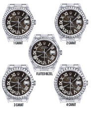 Diamond Mens Rolex Datejust Watch 16200 | 36Mm | Custom Dark Brown Roman Numeral Dial | Oyster Band