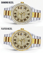 Diamond Gold Rolex Watch For Men 16233 | 36MM | Full Diamond Roman Dial | Oyster Band