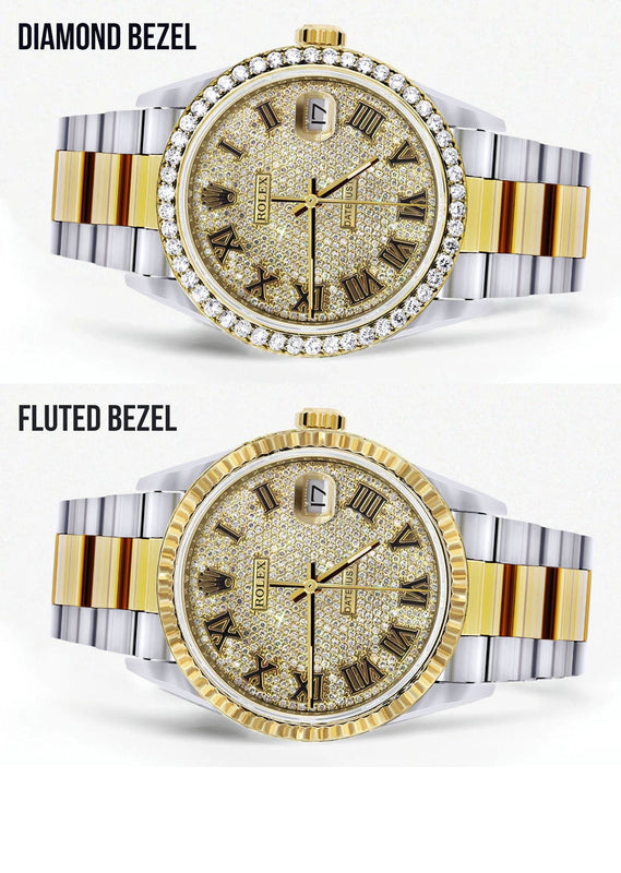 Diamond Gold Rolex Watch For Men 16233 | 36MM | Full Diamond Roman Dial | Oyster Band